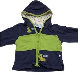 2nd Step Boys Navy Blue Green with Frogs Lined Hoodie Jacket SWEATSHIRT Size 12M